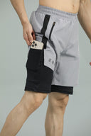 FUSIONPRO Dual Pocket Athletic 2 in 1 Shorts - Silver Grey