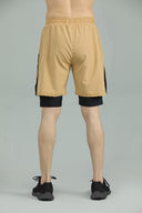 FUSIONPRO Dual Pocket Athletic 2 in 1 Shorts - Tan