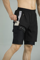 FUSIONPRO Dual Pocket Athletic 2 in 1 Shorts - Black