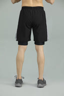 FUSIONPRO Dual Pocket Athletic 2 in 1 Shorts - Black